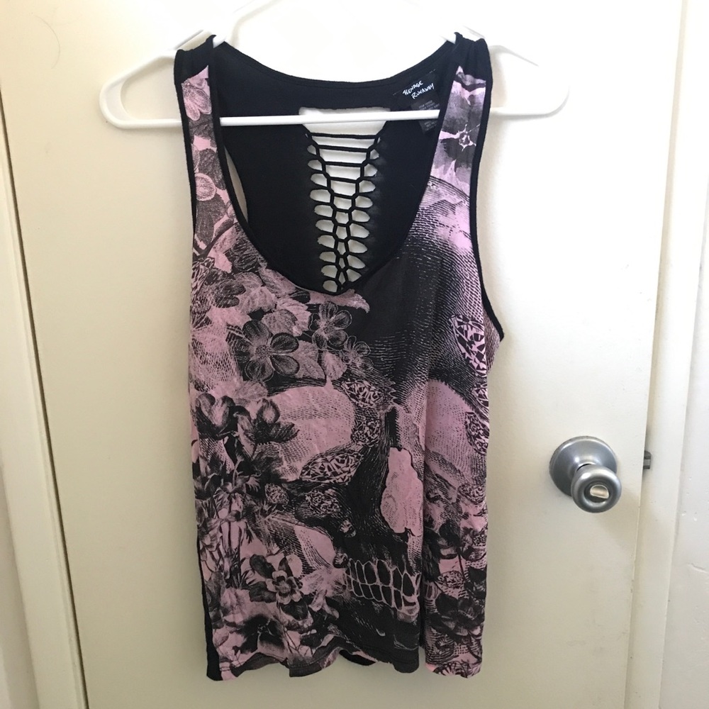 Pink and Black Skull Tank Medium